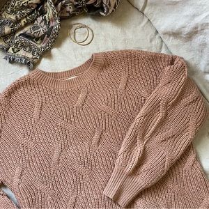 Pink Chunky Knit Sweater Women’s Loose Oversize Dusty Rose Sweater
